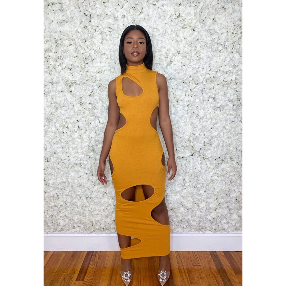 🌹NEW - VINI Dress in Honey Mustard & Red - Picture 5 of 13